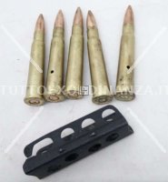 5 CARTUCCE CAL. 303 BRITISH ENFIELD INERTI WW2 + PIASTRINA