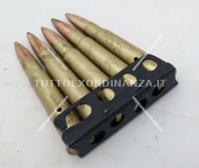 5 CARTUCCE CAL. 303 BRITISH ENFIELD INERTI WW2 + PIASTRINA